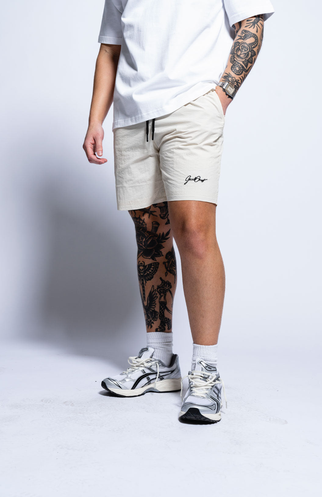 Script Nylon Shorts - Cream